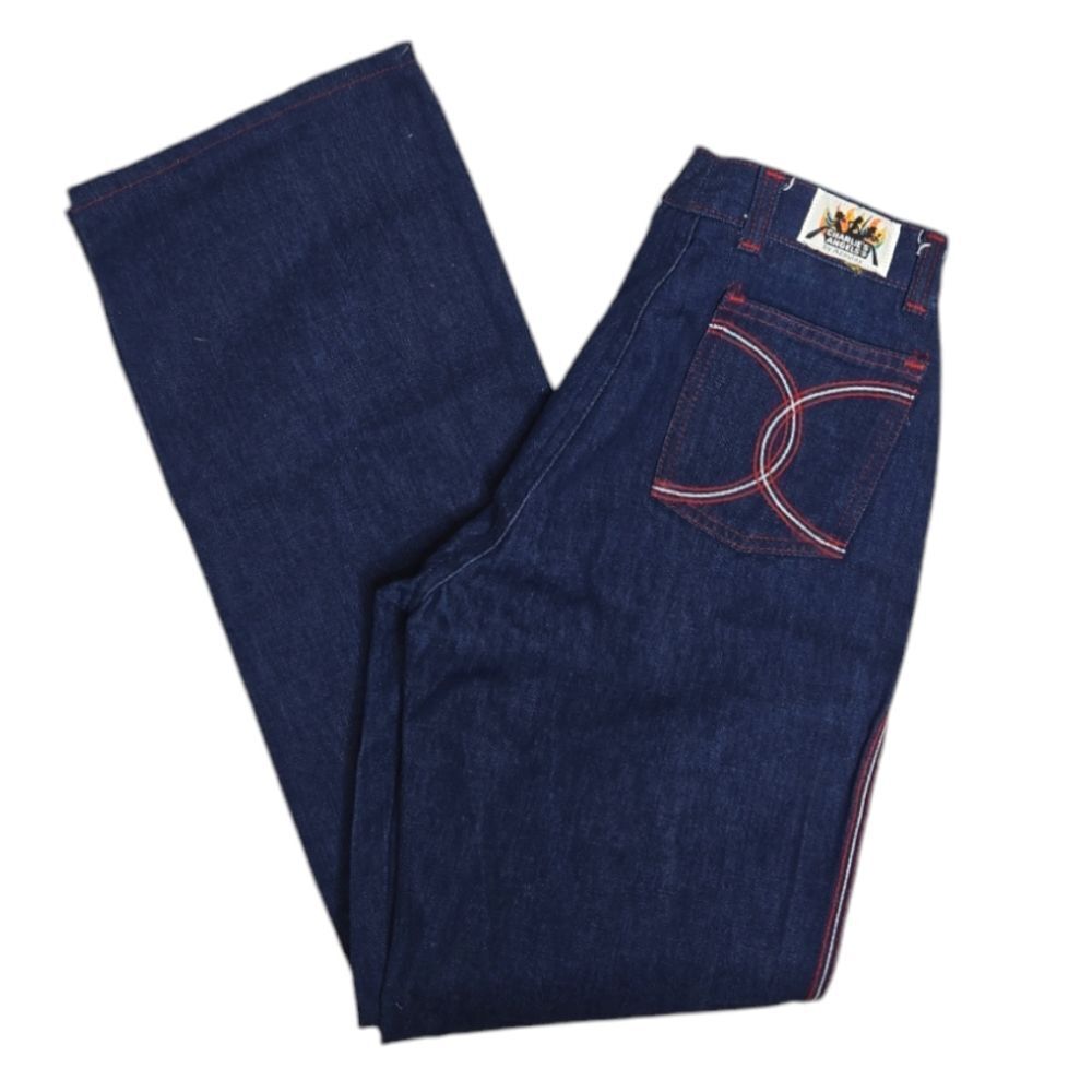 VINTAGE 70s Charlie's Angels dark wash high rise straight leg jeans‎ 26
